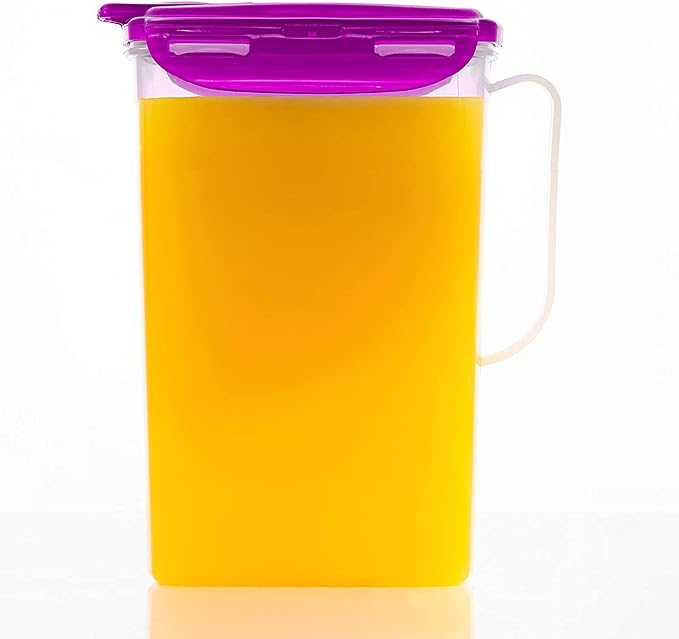 LocknLock Aqua Fridge Door Water Jug | Clear Pitcher | BPA Free Plastic Pitcher with Lid | 2 Quart Pitcher with Lid for Water, Juice, Tea & More Beverages, Purple