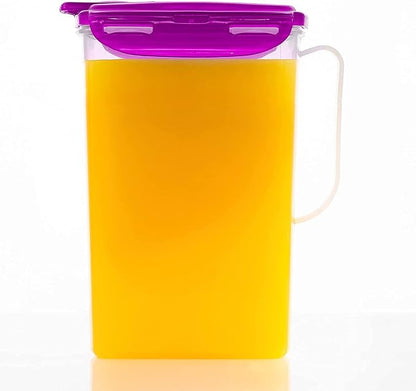 LocknLock Aqua Fridge Door Water Jug | Clear Pitcher | BPA Free Plastic Pitcher with Lid | 2 Quart Pitcher with Lid for Water, Juice, Tea & More Beverages, Purple