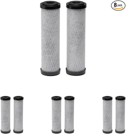 EcoPure EPW2C Carbon Whole Home Replacement Water Filter - Universal Fit - Fits Most Major Brand Systems (8 pack)