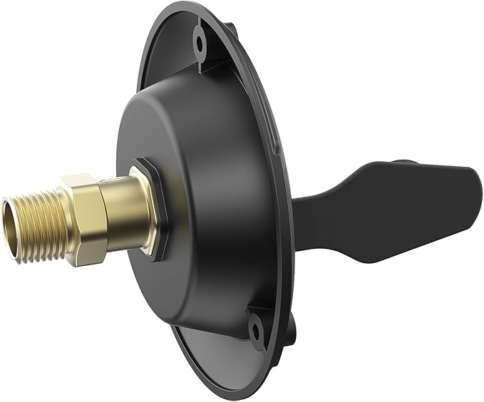 Veepeak RV City Water Inlet with Check Valve, 3/4'' NH to 1/2'' NPT Male Thread Water Connection Fitting, Black 4-5/8'' Flange with Dust Plug for Camper Motorhome Trailer Marine Freshwater Fill