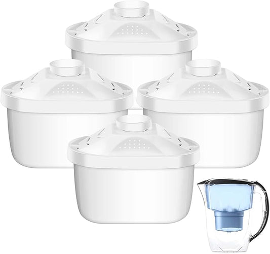 Tujoe 4 Pcs Alkaline Water Filter Replacement Alkaline Water Pitcher Replacement Cartridge for Healthy Drink, 7 Stage Filtration System to Purify