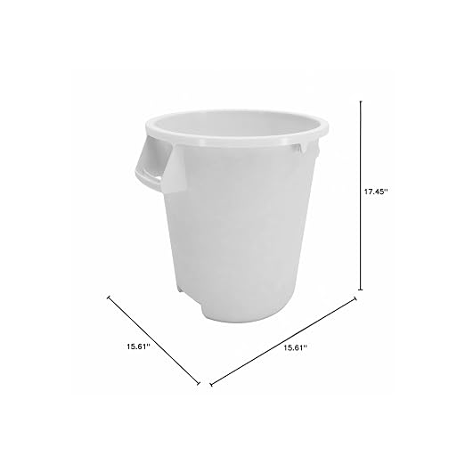 SPARTA Bronco 10 Gallon Trash Can, Thick Polyethylene Bin, NSF Certified Waste Container with Top Handles, Bottom Handholds, Reinforced Base and Stackable, LLDPE, 10 Gallon, White (Pack of 6)