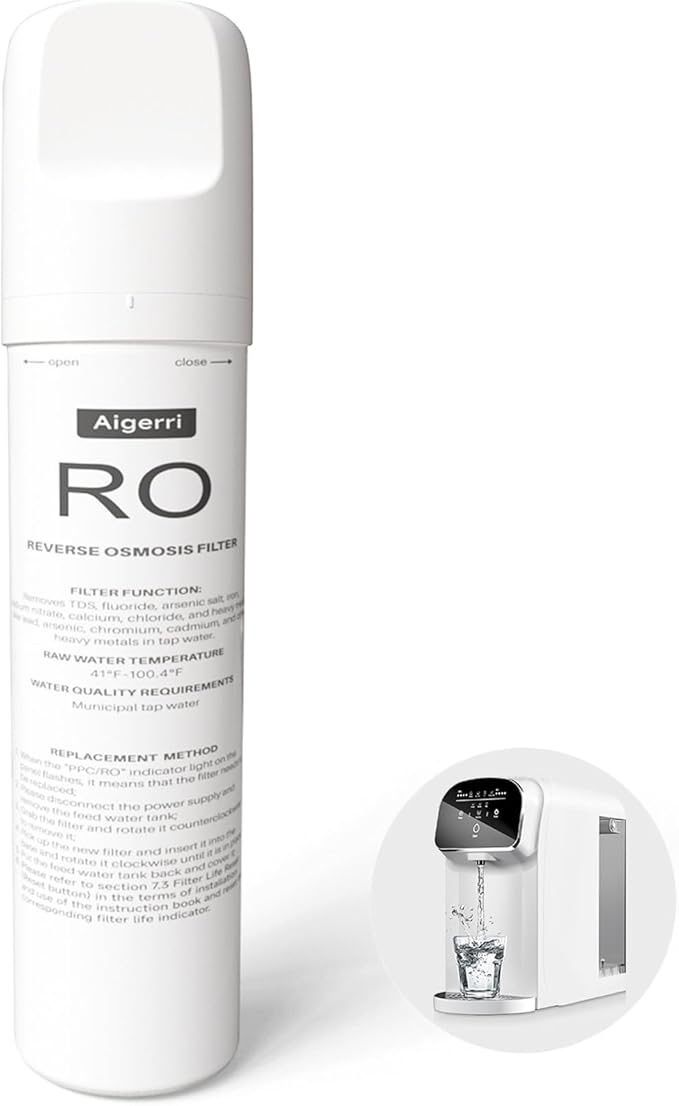 Aigerri RO Filter Replacement Cartridge – Quick Twist-In Design, No Tools Needed, 120-210 Day Lifespan, Compatible with Countertop RO Water Filtration System