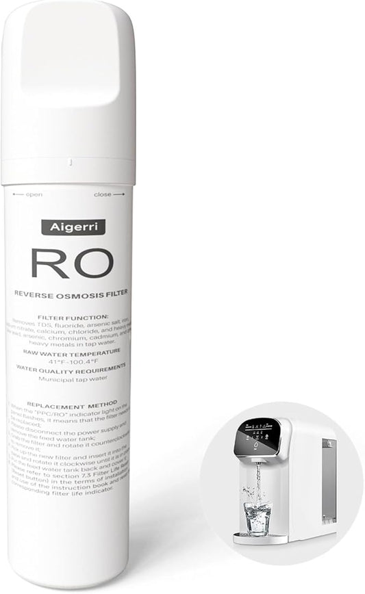 Aigerri RO Filter Replacement Cartridge – Quick Twist-In Design, No Tools Needed, 120-210 Day Lifespan, Compatible with Countertop RO Water Filtration System
