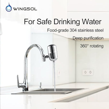 WINGSOL Replacement Filter Cartridge for Faucet Filter Compatibel with: WS-FM001-PAC/5in1/PC/CRM/(LED), WS-FM002-PAC/(LED), Carbon Fiber, 2 Pack
