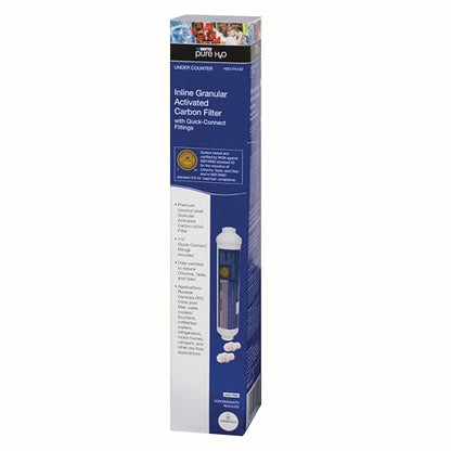 Watts Premier H2O-FK102 Pure H2O 2,500 Gallon RO (Reverse Osmosis) GAC Carbon Inline Filter with 1/4" FNPT Connection and Two 1/4" Quick Connect Adapters for Refrigerator, RV, Camper, Water Cooler