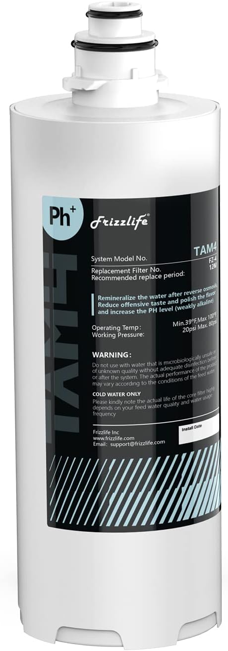 Frizzlife TAM4 Filter Kit, 3rd Stage & Alkaline Filter for PD800-TAM4/PD1000-TAM4 RO System, 1 Count