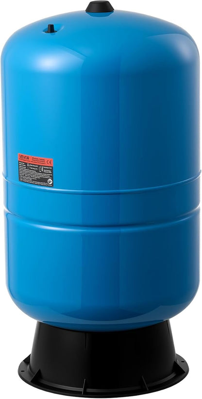 VEVOR 30-Gallon Vertical Well Pressure Tank, Pre-Charged Pressurized Water Tank for Well Pumps, Heavy-Duty Carbon Steel Water Storage Container for Home, School, Farm & Irrigation Systems