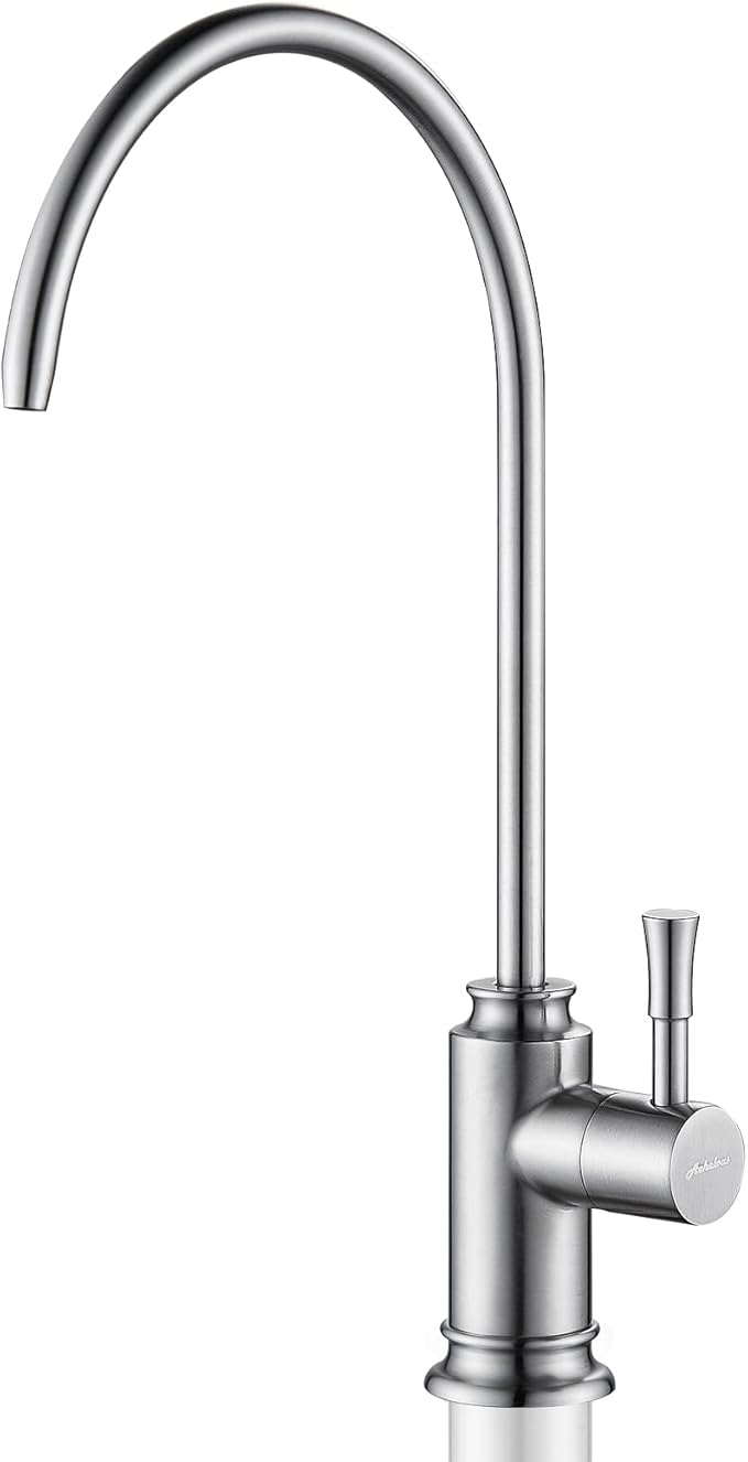 Achelous Brushed Nickel Modern Kitchen Faucet, Stainless Steel Drinking Water Faucet with Built-In Water Filter, Single Hole Mounting, Right Lever Handle
