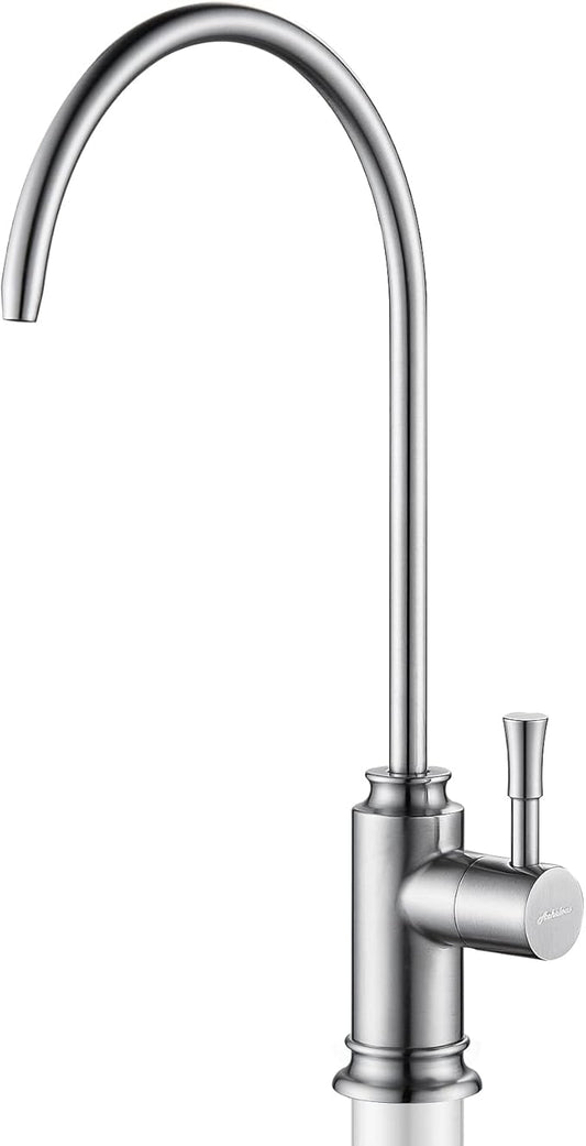 Achelous Brushed Nickel Modern Kitchen Faucet, Stainless Steel Drinking Water Faucet with Built-In Water Filter, Single Hole Mounting, Right Lever Handle