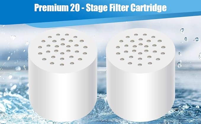 2 Pack 20 Stage Shower Filter Replacement Cartridge, Universally Compatible With Any Similar Design, Water Softener with High Output,home water purification accessories