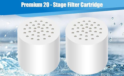 2 Pack 20 Stage Shower Filter Replacement Cartridge, Universally Compatible With Any Similar Design, Water Softener with High Output,home water purification accessories