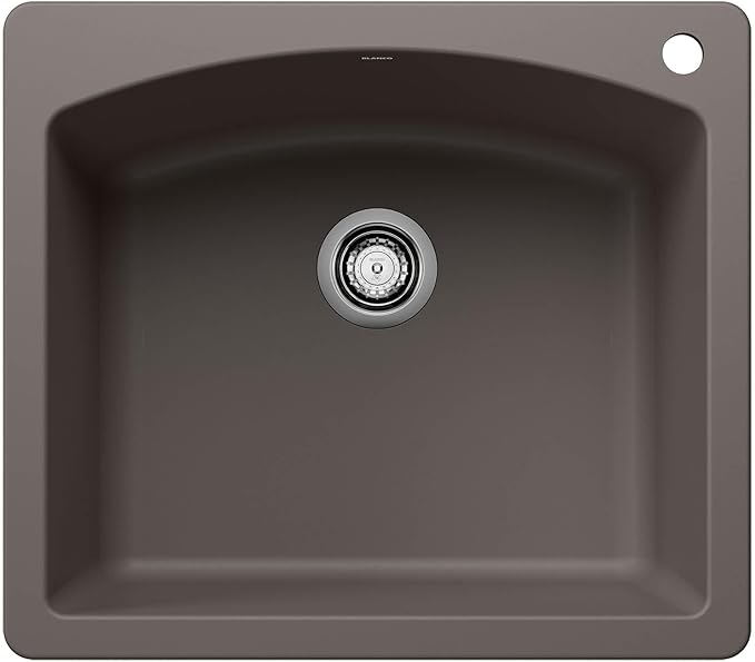 BLANCO 443097 Diamond Silgranit Single Bowl Sink Drop-In or Undermount, 25" L X 22" W - Volcano Gray