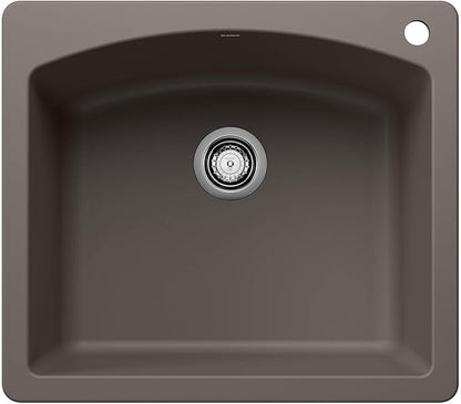 BLANCO 443097 Diamond Silgranit Single Bowl Sink Drop-In or Undermount, 25" L X 22" W - Volcano Gray