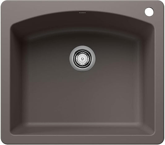 BLANCO 443097 Diamond Silgranit Single Bowl Sink Drop-In or Undermount, 25" L X 22" W - Volcano Gray
