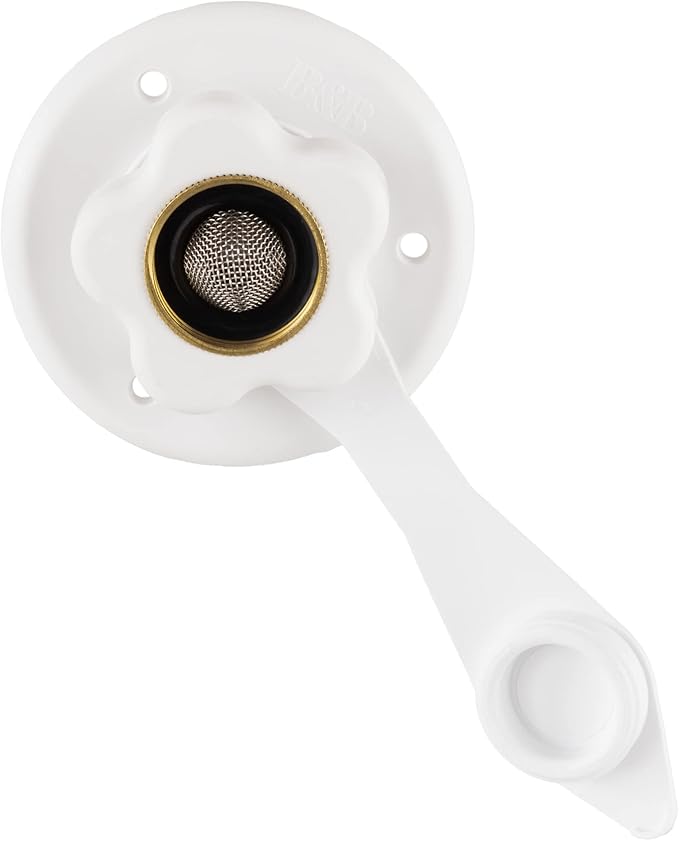 RecPro RV White City Water Fill Inlet Flange Brass with Check Valve | Made in America (No Hose Elbow)