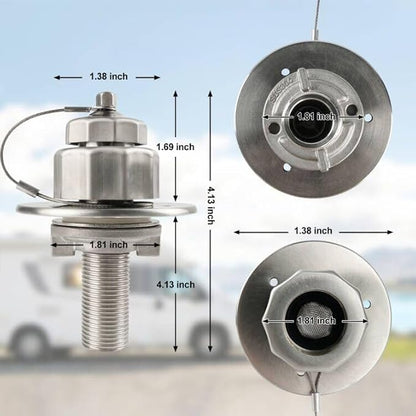 All Metal RV City Water Inlet With Check Valve - Durable Replacement Water Fill Connection for Camper, Motorhome, Trailer, Marine