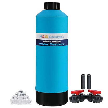H&G Lifestyles Whole House Water Descaler Saltless,Up to 700,000 Gallons | NSF Certified Salt Free Water Softener Systems for Well Water, Anti Scale Buildup,Scale Inhibitor Filter,Silver-Enhanced