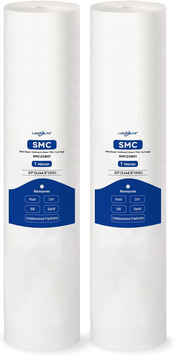 1 Micron 20" x 4.5" PP Whole House Water Filter Cartridge, 2 Pack | Sediment Water Filter Replacement for DGD-2501-20, CFDGD2501-20BB, SDC-45-2001, FP25B, PD1-20BB, FPMB-BB1-20, SDF-45-2001