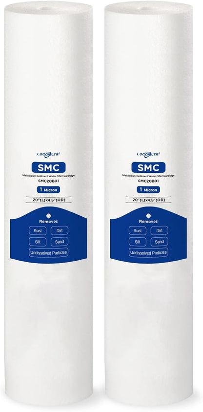 1 Micron 20" x 4.5" PP Whole House Water Filter Cartridge, 2 Pack | Sediment Water Filter Replacement for DGD-2501-20, CFDGD2501-20BB, SDC-45-2001, FP25B, PD1-20BB, FPMB-BB1-20, SDF-45-2001
