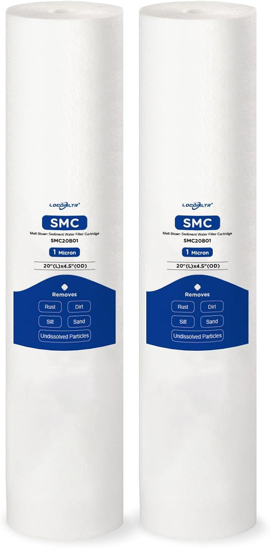 1 Micron 20" x 4.5" PP Whole House Water Filter Cartridge, 2 Pack | Sediment Water Filter Replacement for DGD-2501-20, CFDGD2501-20BB, SDC-45-2001, FP25B, PD1-20BB, FPMB-BB1-20, SDF-45-2001