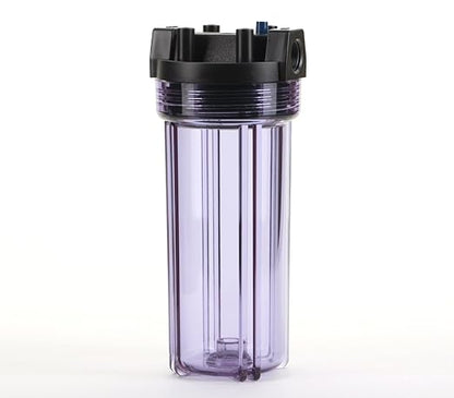 Hydronix HF5-10CLBK34PR Water Filter Housing 10" RO, Whole House, Hydroponics - 3/4" Ports, Clear Body w/PR