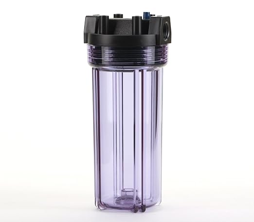 Hydronix HF5-10CLBK34PR Water Filter Housing 10" RO, Whole House, Hydroponics - 3/4" Ports, Clear Body w/PR