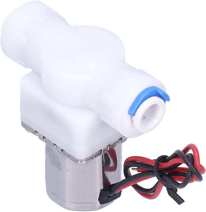 Electric Solenoid Valve 14 Inch Quick Connect Normally Closed DC4.5V Pulse Water Control for RO systems drinking water nylon stainless steel 209BK 1 pack