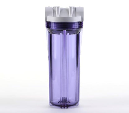 Hydronix HF3-10CLWH14, 10" Clear Housing with White Rib Cap For RO & Filtration Systems, 1/4" Ports