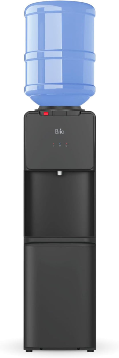 Brio 130 Series Top-Load Water Cooler Dispenser for 3- and 5-Gallon Bottles, Hot & Cold, Spill-Free Loading, Child Safety Lock, Energy Star 3.0, Black