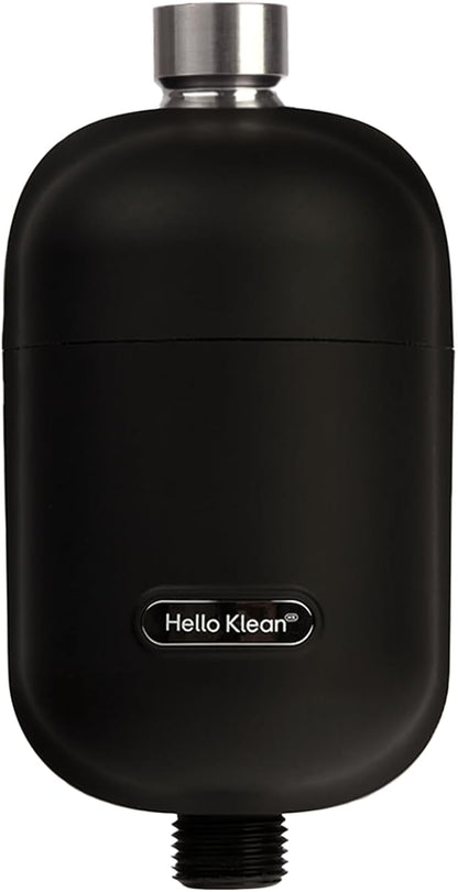 Hello Klean Hard Water Shower Filter in Black | Filters Chlorine, Impurities & Heavy Metals | For Softer Skin & Hair | Easy Installation for In Line & Electric Showers