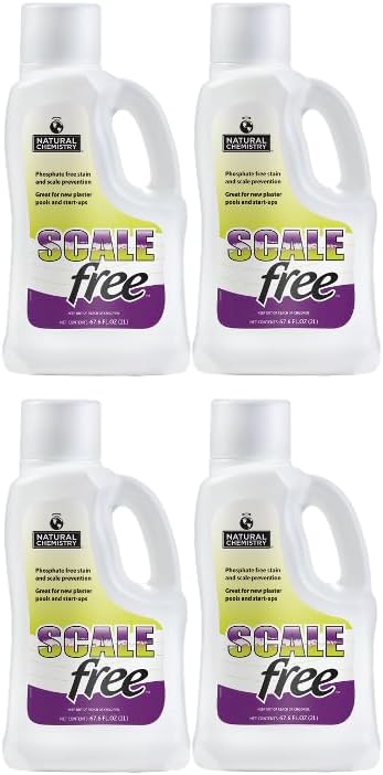 Natural Chemistry Scale Free, 2 Liter, 4 Pack | Phosphate Free Stain and Scale Prevention, Ideal for New Plaster Pools and Start-Ups