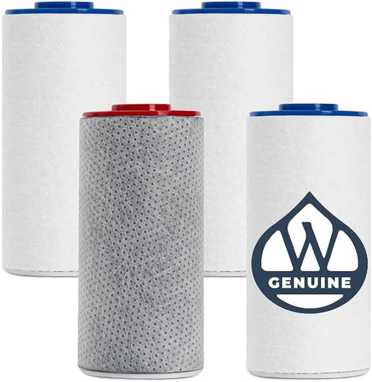 Weddell Duo Shower Filter Replacement Cartridges Full Set + Extra Filters - NSF Certified Shower Filter, Removes Chlorine, PFAS, & Particulates, Clinically Tested For Healthier Skin & Hair (3+1)