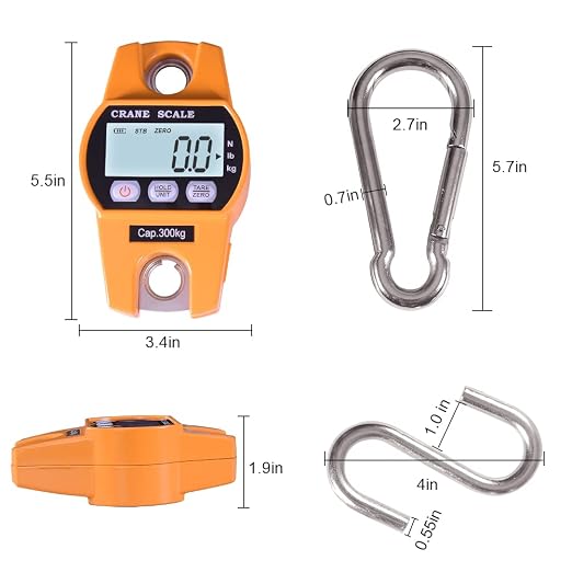 Fuzion Hanging Scale 660LB - Heavy Duty Crane Scale with Aluminum Body | Stainless Steel Hook, Hold/Tare Function, Large Display, Digital Hanging Scales for Weighing Animals, Hays, Fish, Luggage