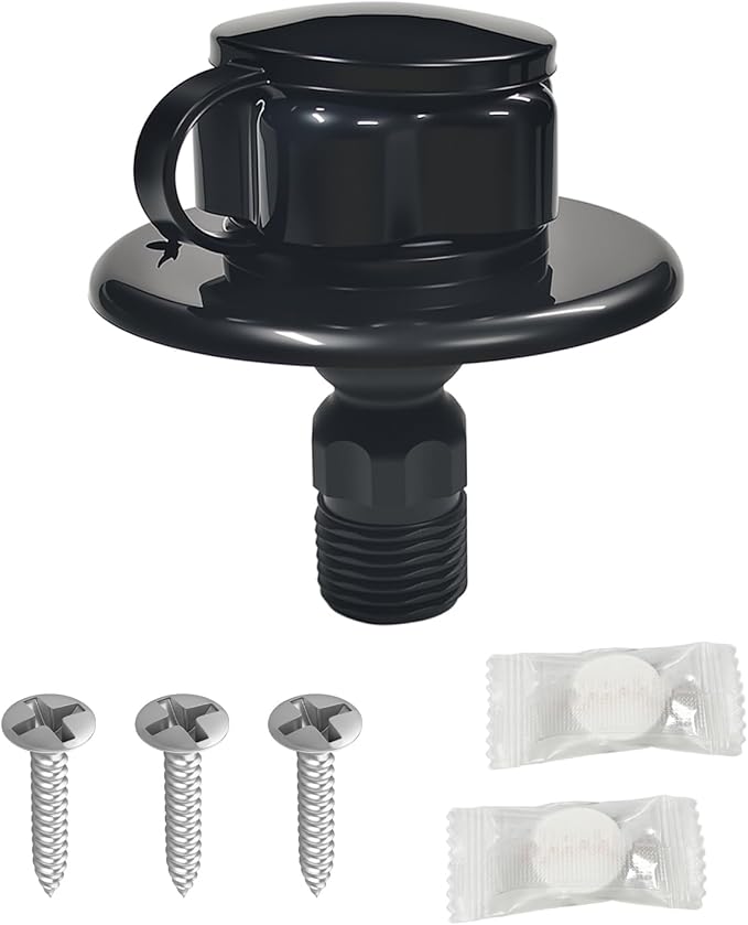 RV City Water Inlet Connection with Check Valve, RV City Water Fill Inlet for RV Camper Motorhome Trailer Marine, RV Water Flange Inlet Replacement (Black)