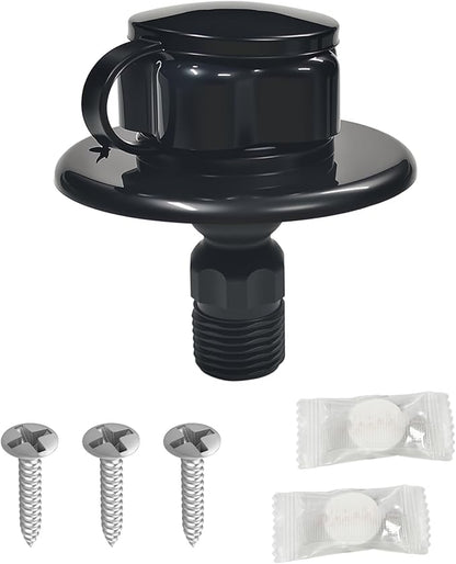 RV City Water Inlet Connection with Check Valve, RV City Water Fill Inlet for RV Camper Motorhome Trailer Marine, RV Water Flange Inlet Replacement (Black)