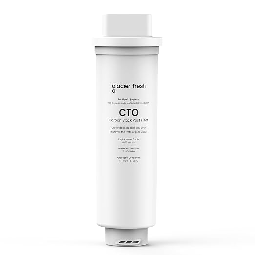 GLACIER FRESH CTO Replacement Filter for GFU06 Ultra Filtration System | Tankless Ultra Compact Design, with Faucet, No Electricity & Waste Water, Preserve Beneficial Minerals No TDS Reduction