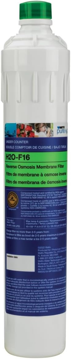 Watts Pure H2O Replacement Membrane Filter For Under Sink