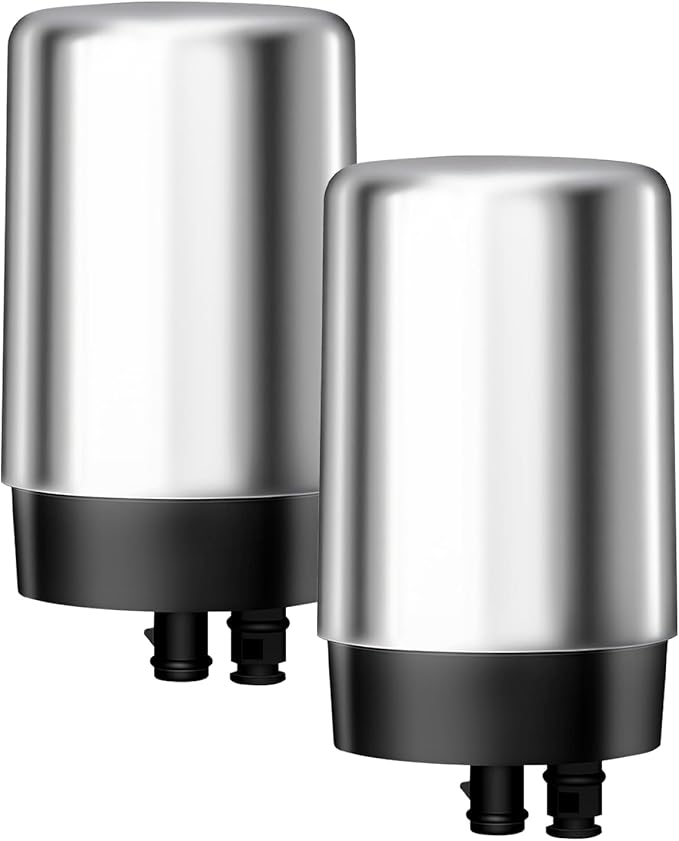 Waterdrop 7027S Faucet Water Filter, Replacement for Brita® Filter, 36311 On Tap Water Filtration System, Brita® Replacement Filters, 4-Months or 100 Gallons, Chrome, 2 Pack