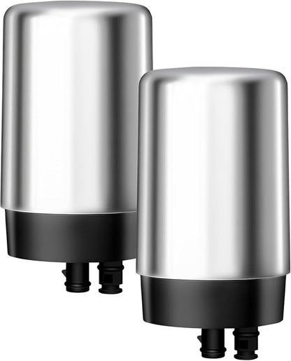 Waterdrop 7027S Faucet Water Filter, Replacement for Brita® Filter, 36311 On Tap Water Filtration System, Brita® Replacement Filters, 4-Months or 100 Gallons, Chrome, 2 Pack