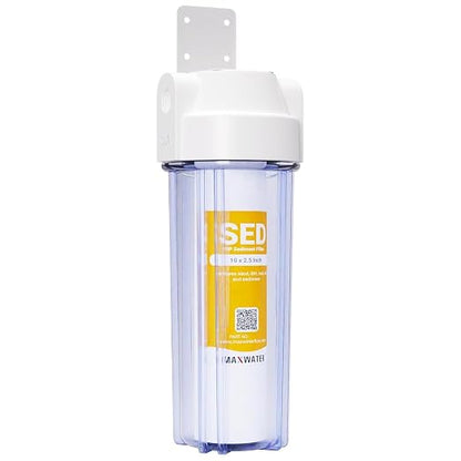 Max Water 10-Inch 1-Stage Whole House Water Filtration System with Clear Housing and 5-Micron Polypropylene Sediment Filter - Ideal for RVs, Well Water, and Boilers