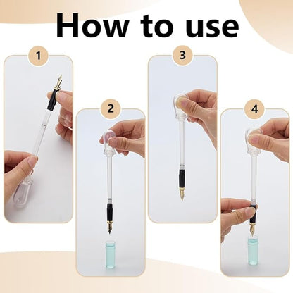 WEBEEDY 4 Pcs Fountain Pen Cleaning Kit for Standard Size Fountain Pens,New Efficient Pen Nibs Cleaner Kit Pens Ink Flush Tools and Accessories for Cleaning, 5.6mm