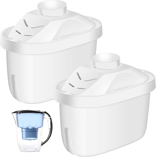 Tujoe 2 Pcs Alkaline Water Filter Replacement Alkaline Water Pitcher Replacement Cartridge for Healthy Drink, 7 Stage Filtration System to Purify
