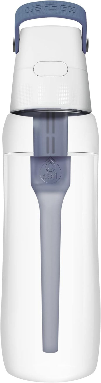 Dafi Filtered Water Bottle with Straw 24 oz - Sports Water Bottle Reusable with Carbon Filter for Travel, Gym, Daily Use - Leakproof, BPA-Free with Hypoallergenic Mouthpiece & Carrying Handle - Gray