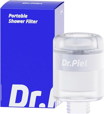 Dr.Piel Travel Shower Filter – Ultra-Compact & Lightweight Portable Shower Filter, NSF Certified, Universal G1/2 Fit for Travel & Hotel Use