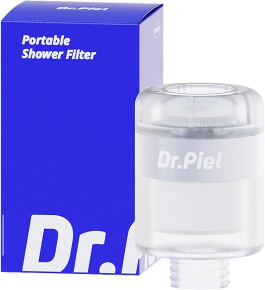 Dr.Piel Travel Shower Filter – Ultra-Compact & Lightweight Portable Shower Filter, NSF Certified, Universal G1/2 Fit for Travel & Hotel Use