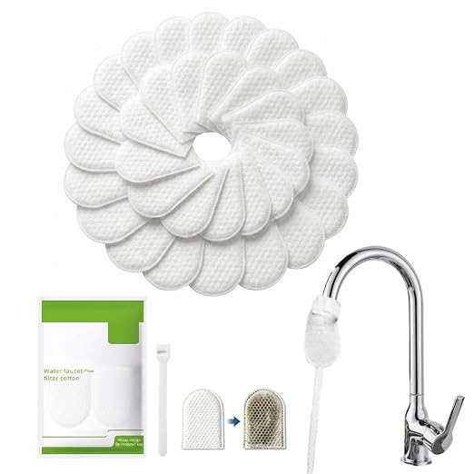 Faucet Filter Cotton Bags (50pcs) | Universal Tap Compatible Filter Bags, Splash-Proof Water Filtration Design, Tool-Free One-Step Installation