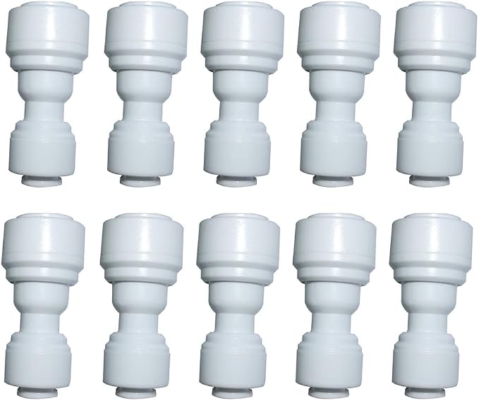 Reducing Straight Union 3/8" to 1/4" Quick Connector fittings RO Water Filters set of 10