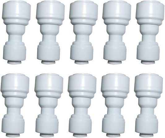 Reducing Straight Union 3/8" to 1/4" Quick Connector fittings RO Water Filters set of 10