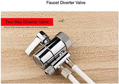 2 Way Kitchen Faucet Diverter Valve/Splitter with Female M22(≈22mm) Thread and 1/4 OD RO Tubing outlet for Counter water Filter